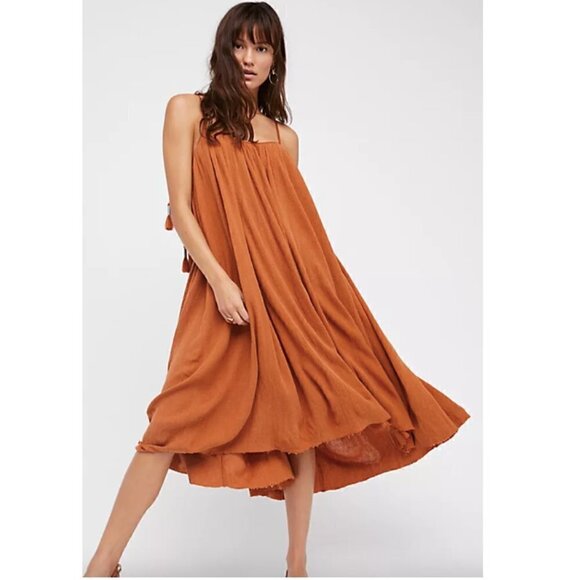 Free People Back to You Midi Jumper Burnt Orange Size S - Picture 1 of 8